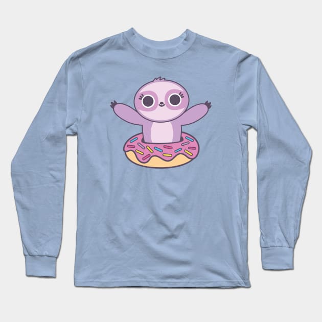 Donut Sloth Long Sleeve T-Shirt by BoredInc